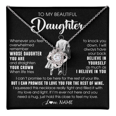 Love Knot Necklace 14K White Gold Finish | 1 | Personalized To My Beautiful Daughter Necklace From Dad Father Believe In Yourself Daughter Birthday Gifts Jewelry Christmas Customized Message Card | teecentury