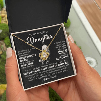 Love Knot Necklace 18K Yellow Gold Finish | 2 | Personalized To My Beautiful Daughter Necklace From Dad Father Believe In Yourself Daughter Birthday Gifts Jewelry Christmas Customized Message Card | teecentury