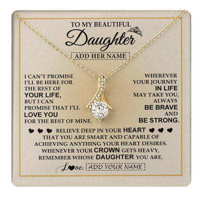 Alluring Beauty Necklace 18K Yellow Gold Finish | 1 | Personalized To My Beautiful Daughter Necklace From Dad Jewelry Present For Women Daughter Birthday Mother's Day Wedding Day Christmas Gift Box Message Card | teecentury