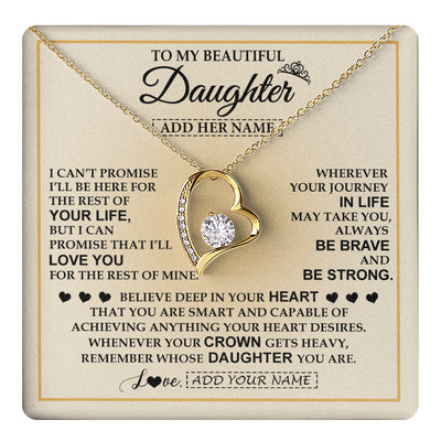 Forever Love Necklace 18K Yellow Gold Finish | 1 | Personalized To My Beautiful Daughter Necklace From Dad Jewelry Present For Women Daughter Birthday Mother's Day Wedding Day Christmas Gift Box Message Card | teecentury