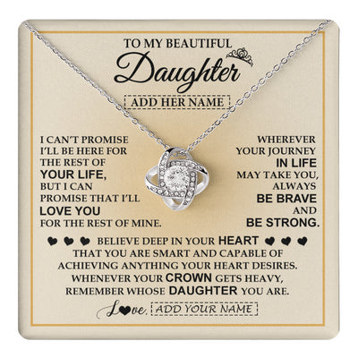 Love Knot Necklace 14K White Gold Finish | 1 | Personalized To My Beautiful Daughter Necklace From Dad Jewelry Present For Women Daughter Birthday Mother's Day Wedding Day Christmas Gift Box Message Card | teecentury