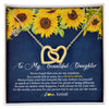 Interlocking Hearts Necklace 18K Yellow Gold Finish | Personalized To My Beautiful Daughter Necklace From Mom Dad Be A Sunflower My Sunshine Daughter Birthday Christmas Jewelry Customized Gift Box Message Card | teecentury