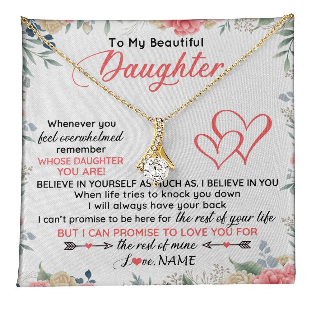 Alluring Beauty Necklace 18K Yellow Gold Finish | 1 | Personalized To My Beautiful Daughter Necklace From Mom Dad Believe In You Daughter Jewelry Birthday Graduation Christmas Customized Gift Box Message Card | teecentury