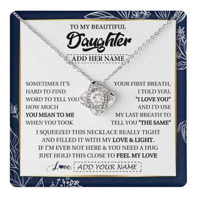 Love Knot Necklace 14K White Gold Finish | 1 | Personalized To My Beautiful Daughter Necklace From Mom Dad Mother Father Feel My Love Valentine Gifts For Daughter Birthday Christmas Gift Box Message Card | teecentury.myshopify