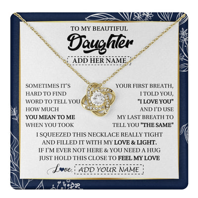 Love Knot Necklace 18K Yellow Gold Finish | 1 | Personalized To My Beautiful Daughter Necklace From Mom Dad Mother Father Feel My Love Valentine Gifts For Daughter Birthday Christmas Gift Box Message Card | teecentury.myshopify