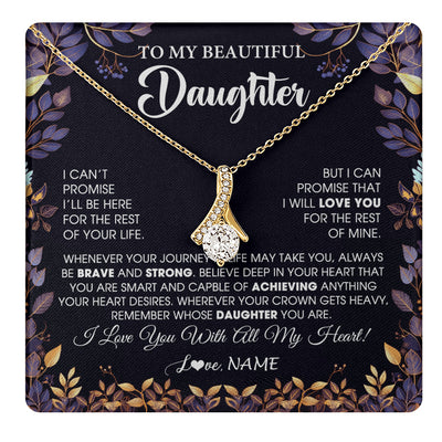 Alluring Beauty Necklace 18K Yellow Gold Finish | 1 | Personalized To My Beautiful Daughter Necklace From Mom Dad Promise Necklace Birthday Gift For Daughter Graduation Christmas Customized Gift Box Message Card | teecentury