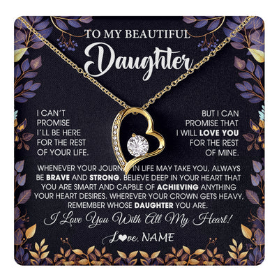 Forever Love Necklace 18K Yellow Gold Finish | 1 | Personalized To My Beautiful Daughter Necklace From Mom Dad Promise Necklace Birthday Gift For Daughter Graduation Christmas Customized Gift Box Message Card | teecentury