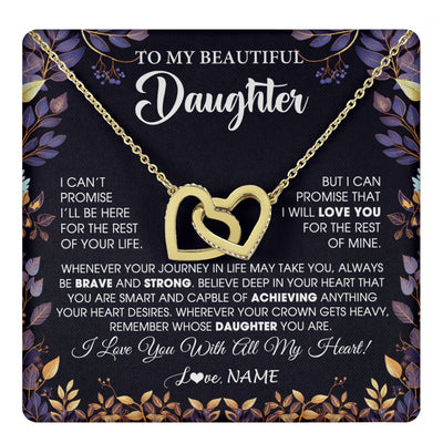 Interlocking Hearts Necklace 18K Yellow Gold Finish | 1 | Personalized To My Beautiful Daughter Necklace From Mom Dad Promise Necklace Birthday Gift For Daughter Graduation Christmas Customized Gift Box Message Card | teecentury