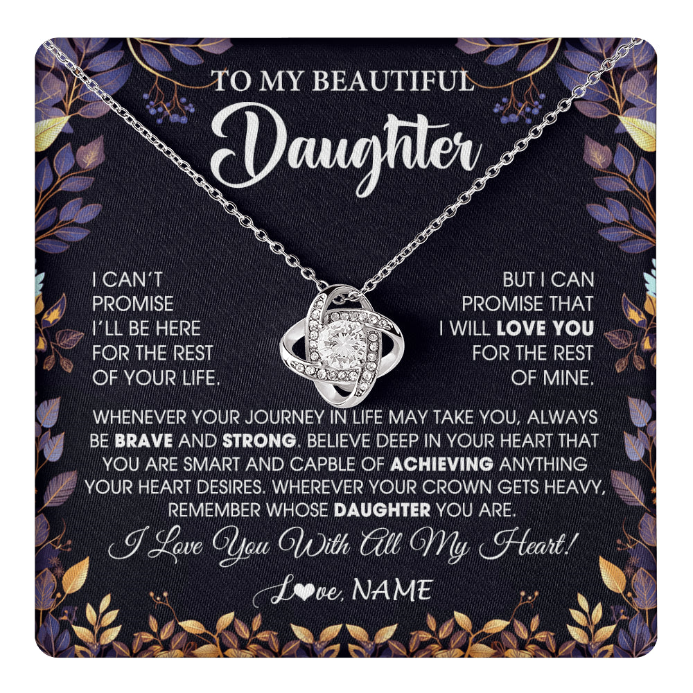 Love Knot Necklace 14K White Gold Finish | 1 | Personalized To My Beautiful Daughter Necklace From Mom Dad Promise Necklace Birthday Gift For Daughter Graduation Christmas Customized Gift Box Message Card | teecentury