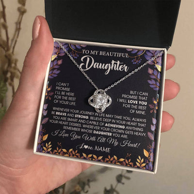 Love Knot Necklace 14K White Gold Finish | 2 | Personalized To My Beautiful Daughter Necklace From Mom Dad Promise Necklace Birthday Gift For Daughter Graduation Christmas Customized Gift Box Message Card | teecentury