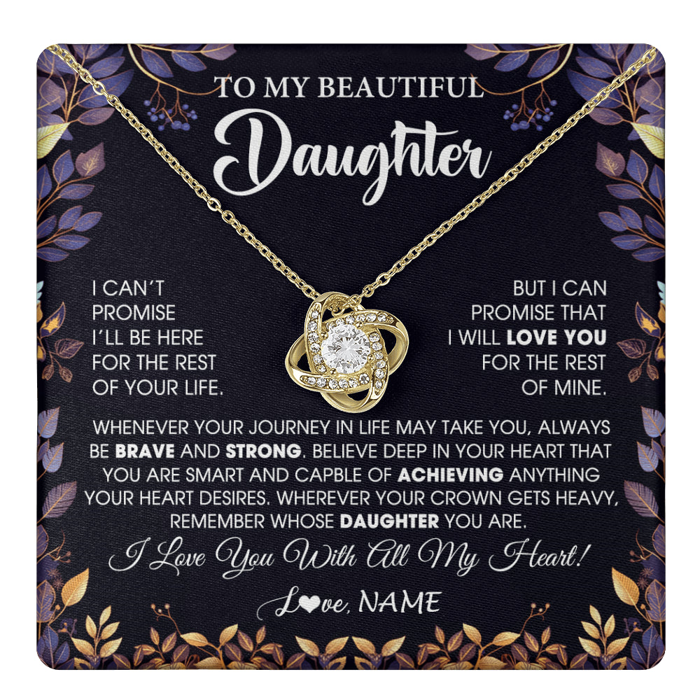Love Knot Necklace 18K Yellow Gold Finish | 1 | Personalized To My Beautiful Daughter Necklace From Mom Dad Promise Necklace Birthday Gift For Daughter Graduation Christmas Customized Gift Box Message Card | teecentury