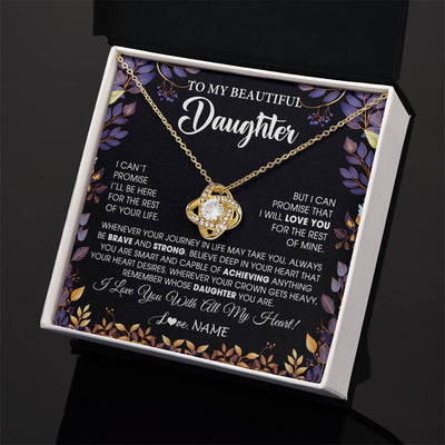 Love Knot Necklace 18K Yellow Gold Finish | 2 | Personalized To My Beautiful Daughter Necklace From Mom Dad Promise Necklace Birthday Gift For Daughter Graduation Christmas Customized Gift Box Message Card | teecentury