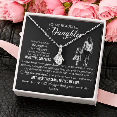 Alluring Beauty Necklace 14K White Gold Finish | 2 | Personalized To My Beautiful Daughter Necklace From Mom Mother Always Love You Daughter Birthday Graduation Christmas Customized Gift Box Message Card | teecentury