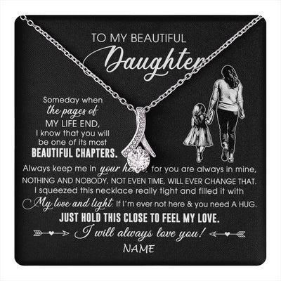 Alluring Beauty Necklace 14K White Gold Finish | 1 | Personalized To My Beautiful Daughter Necklace From Mom Mother Always Love You Daughter Birthday Graduation Christmas Customized Gift Box Message Card | teecentury