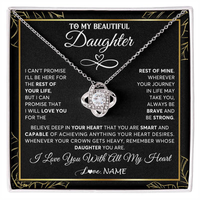 Love Knot Necklace 14K White Gold Finish | 1 | Personalized To My Beautiful Daughter Necklace From Mom Mother Crown Jewelry Gifts For Daughter Birthday Graduation Christmas Customized Gift Box Message Card | teecentury