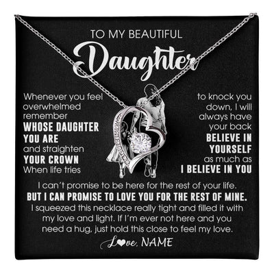 Forever Love Necklace 14K White Gold Finish | 1 | Personalized To My Beautiful Daughter Necklace From Mom Mother Father Believe In Yourself Daughter Birthday Gifts Jewelry Christmas Customized Message Card | teecentury