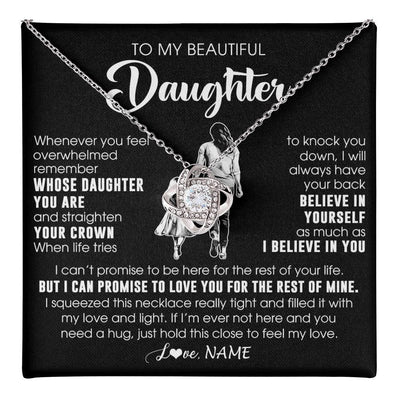 Love Knot Necklace 14K White Gold Finish | 1 | Personalized To My Beautiful Daughter Necklace From Mom Mother Father Believe In Yourself Daughter Birthday Gifts Jewelry Christmas Customized Message Card | teecentury