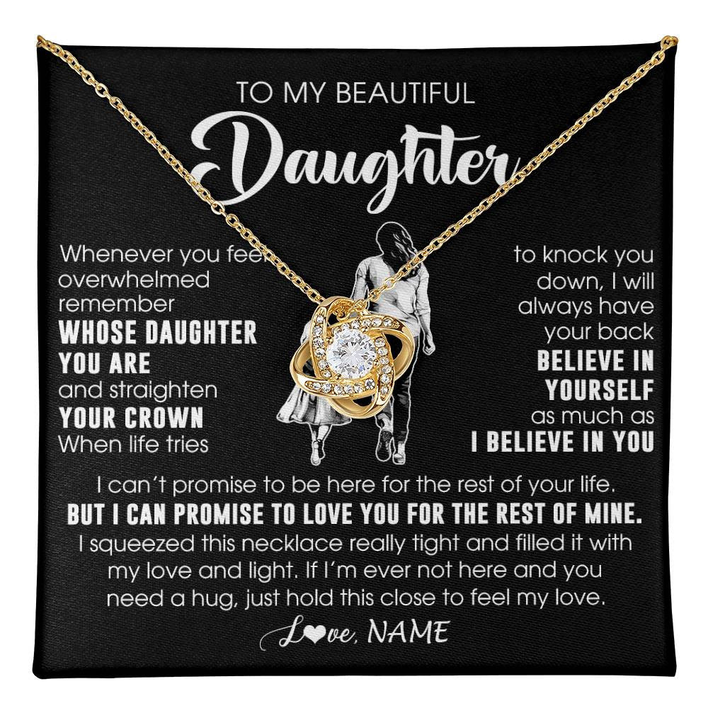 Love Knot Necklace 18K Yellow Gold Finish | 1 | Personalized To My Beautiful Daughter Necklace From Mom Mother Father Believe In Yourself Daughter Birthday Gifts Jewelry Christmas Customized Message Card | teecentury