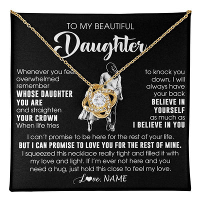 Love Knot Necklace 18K Yellow Gold Finish | 1 | Personalized To My Beautiful Daughter Necklace From Mom Mother Father Believe In Yourself Daughter Birthday Gifts Jewelry Christmas Customized Message Card | teecentury