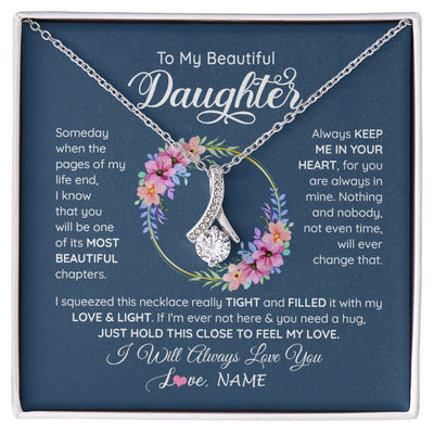 Alluring Beauty Necklace | Personalized To My Beautiful Daughter Necklace From Mom Mother Someday When The Pages Daughter Birthday Graduation Christmas Customized Gift Box Message Card | teecentury
