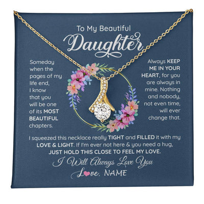 Alluring Beauty Necklace 18K Yellow Gold Finish | 1 | Personalized To My Beautiful Daughter Necklace From Mom Mother Someday When The Pages Daughter Birthday Graduation Christmas Customized Gift Box Message Card | teecentury