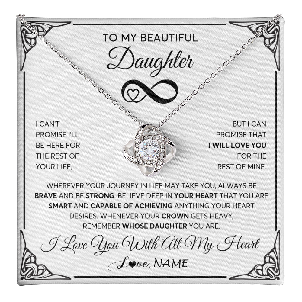 Love Knot Necklace 14K White Gold Finish | 1 | Personalized To My Beautiful Daughter Necklace Women Girls From Mom Dad Mother Love You Daughter Birthday Jewelry Christmas Customized Gift Box Message Card | teecentury