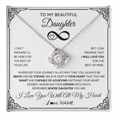 Love Knot Necklace 14K White Gold Finish | 1 | Personalized To My Beautiful Daughter Necklace Women Girls From Mom Dad Mother Love You Daughter Birthday Jewelry Christmas Customized Gift Box Message Card | teecentury