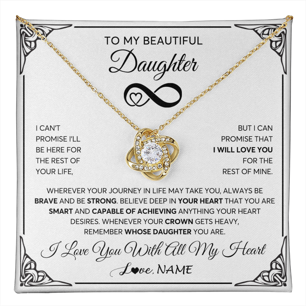 Love Knot Necklace 18K Yellow Gold Finish | 1 | Personalized To My Beautiful Daughter Necklace Women Girls From Mom Dad Mother Love You Daughter Birthday Jewelry Christmas Customized Gift Box Message Card | teecentury