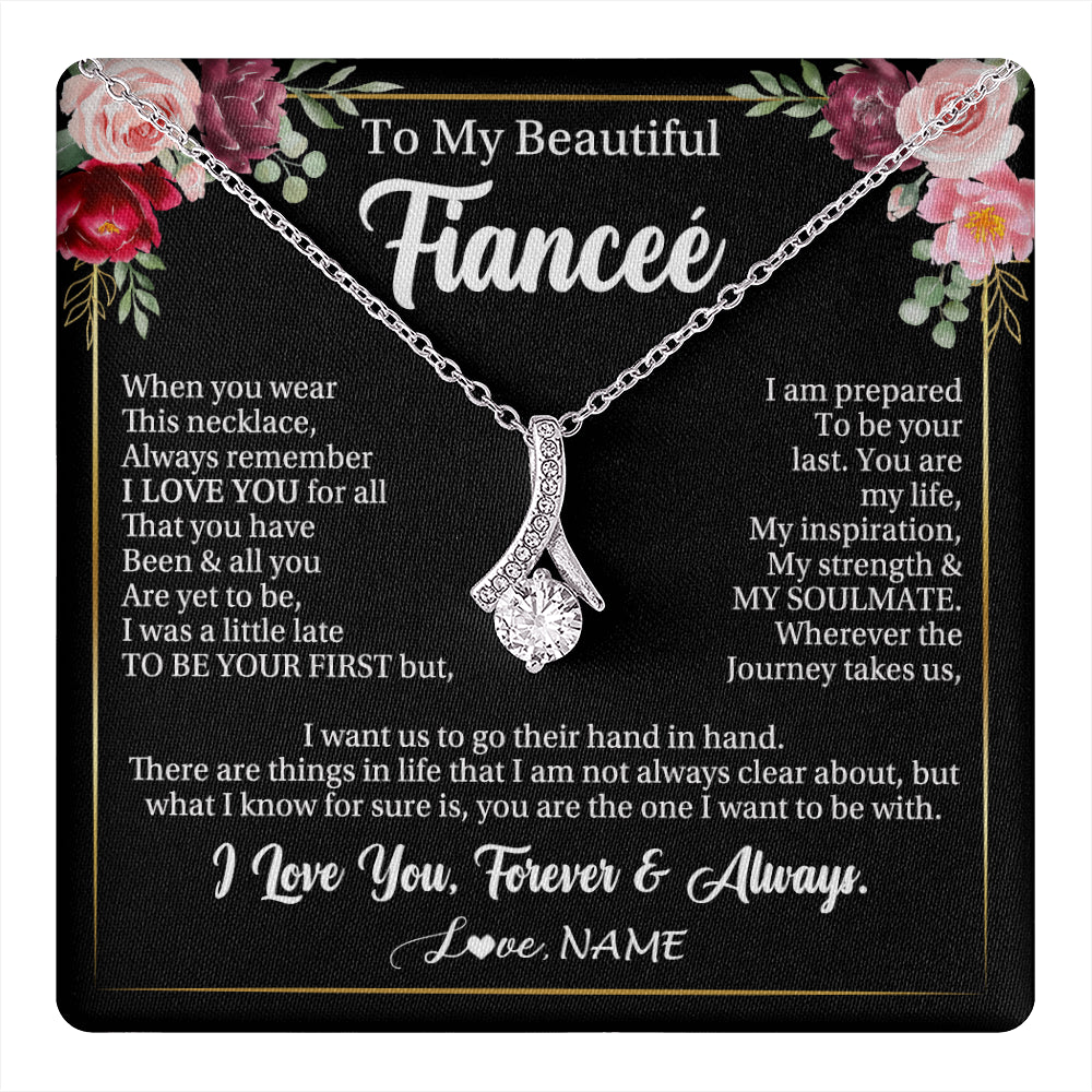 Alluring Beauty Necklace 14K White Gold Finish | 1 | Personalized To My Beautiful Fiancee Gifts Necklace From Fiance When You Wear This Necklace Fiancee Birthday Christmas Anniversary Day Gift Box Message Card | teecentury