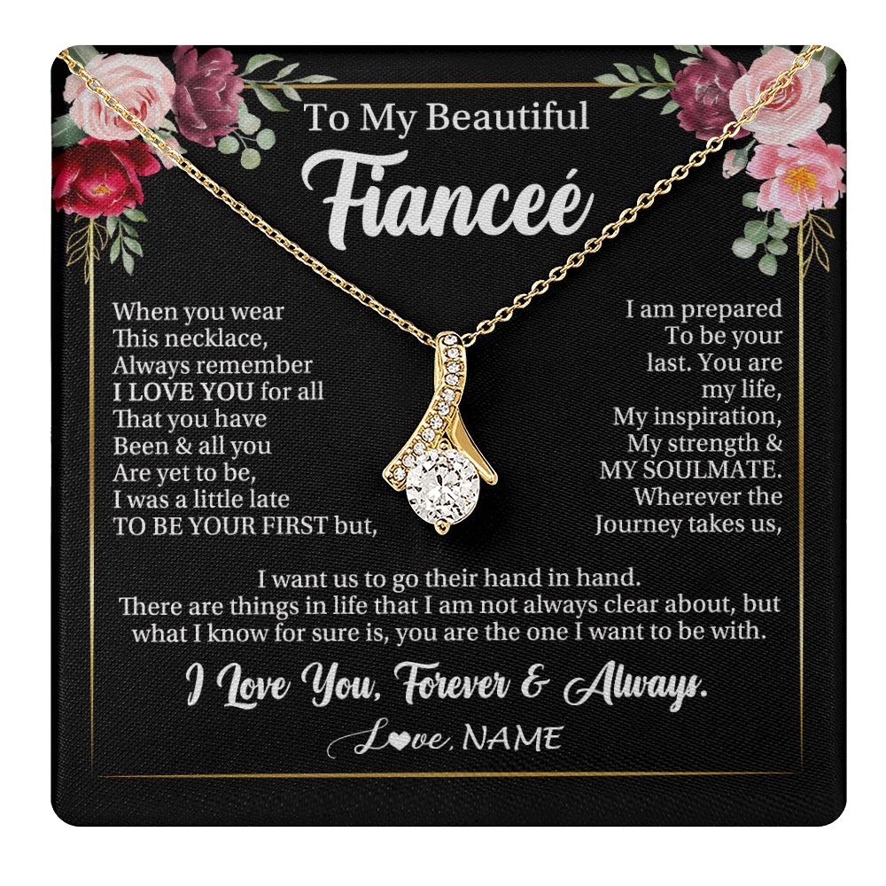 Alluring Beauty Necklace 18K Yellow Gold Finish | 1 | Personalized To My Beautiful Fiancee Gifts Necklace From Fiance When You Wear This Necklace Fiancee Birthday Christmas Anniversary Day Gift Box Message Card | teecentury