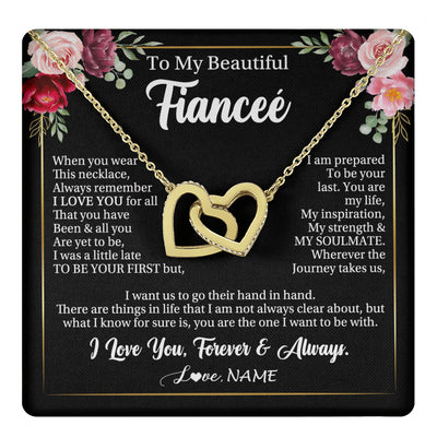 Interlocking Hearts Necklace 18K Yellow Gold Finish | 1 | Personalized To My Beautiful Fiancee Gifts Necklace From Fiance When You Wear This Necklace Fiancee Birthday Christmas Anniversary Day Gift Box Message Card | teecentury
