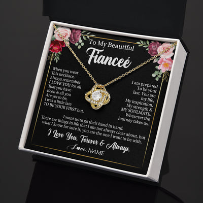 Love Knot Necklace 18K Yellow Gold Finish | 2 | Personalized To My Beautiful Fiancee Gifts Necklace From Fiance When You Wear This Necklace Fiancee Birthday Christmas Anniversary Day Gift Box Message Card | teecentury