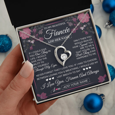 Forever Love Necklace 14K White Gold Finish | 2 | Personalized To My Beautiful Fiancée Necklace From Fiancé I Love You Fiancee Gifts Romantic Birthday Valentines Christmas Custom Gift Box Message Card | teecentury.myshopify