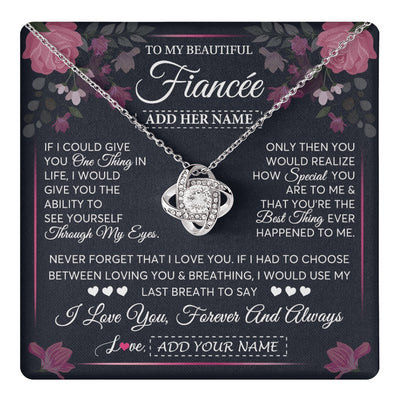 Love Knot Necklace 14K White Gold Finish | 1 | Personalized To My Beautiful Fiancée Necklace From Fiancé I Love You Fiancee Gifts Romantic Birthday Valentines Christmas Custom Gift Box Message Card | teecentury.myshopify