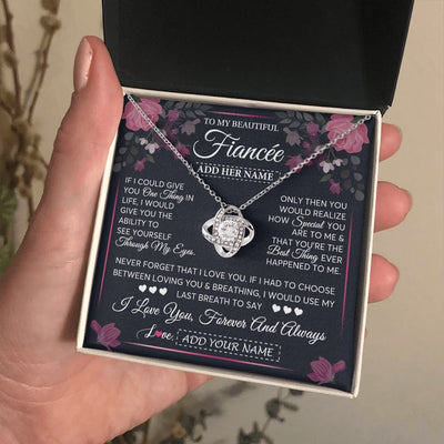 Love Knot Necklace 14K White Gold Finish | 2 | Personalized To My Beautiful Fiancée Necklace From Fiancé I Love You Fiancee Gifts Romantic Birthday Valentines Christmas Custom Gift Box Message Card | teecentury.myshopify