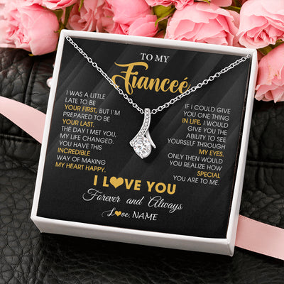 Alluring Beauty Necklace 14K White Gold Finish | 2 | Personalized To My Beautiful Fiancee Necklace From Fiance Son Jewelry Forever Love Fiancee Birthday Gifts Anniversary Valentines Day Gift Box Message Card | teecentury