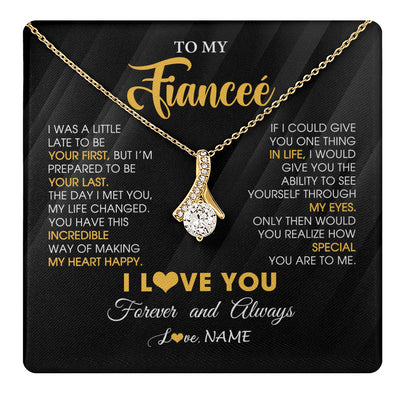 Alluring Beauty Necklace 18K Yellow Gold Finish | 1 | Personalized To My Beautiful Fiancee Necklace From Fiance Son Jewelry Forever Love Fiancee Birthday Gifts Anniversary Valentines Day Gift Box Message Card | teecentury