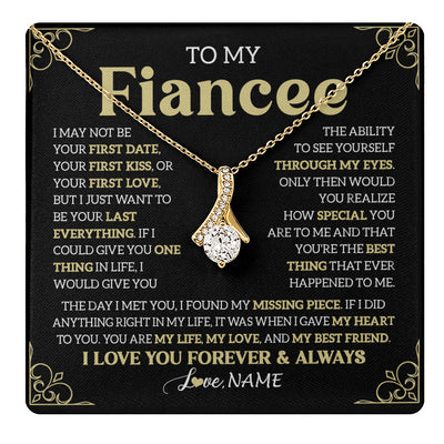 Alluring Beauty Necklace 18K Yellow Gold Finish | 1 | Personalized To My Beautiful Fiancee Necklace From Fiance The Day I Met You Birthday Gifts For Fiancee Anniversary Valentines Day Gift Box Message Card | teecentury