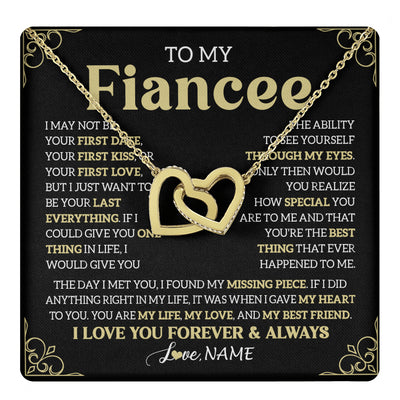 Interlocking Hearts Necklace 18K Yellow Gold Finish | 1 | Personalized To My Beautiful Fiancee Necklace From Fiance The Day I Met You Birthday Gifts For Fiancee Anniversary Valentines Day Gift Box Message Card | teecentury
