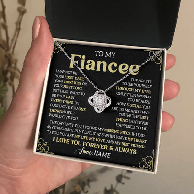Love Knot Necklace 14K White Gold Finish | 2 | Personalized To My Beautiful Fiancee Necklace From Fiance The Day I Met You Birthday Gifts For Fiancee Anniversary Valentines Day Gift Box Message Card | teecentury