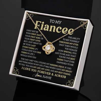 Love Knot Necklace 18K Yellow Gold Finish | 2 | Personalized To My Beautiful Fiancee Necklace From Fiance The Day I Met You Birthday Gifts For Fiancee Anniversary Valentines Day Gift Box Message Card | teecentury