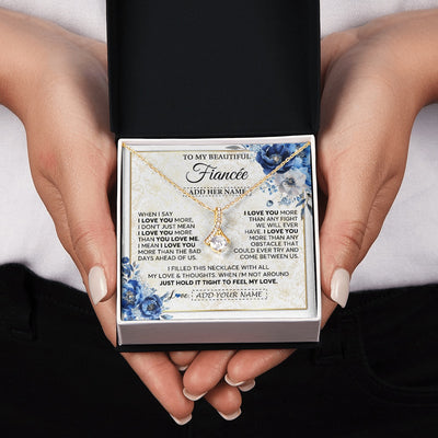 Alluring Beauty Necklace 18K Yellow Gold Finish | 2 | Personalized To My Beautiful Fiancee Necklace From Fiance When I Say Fiancee Gifts Romantic Birthday Valentines Christmas Custom Gift Box Message Card | https://teecentury.