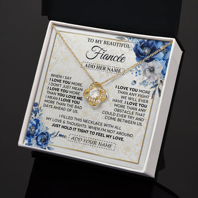 Love Knot Necklace 18K Yellow Gold Finish | 2 | Personalized To My Beautiful Fiancee Necklace From Fiance When I Say Fiancee Gifts Romantic Birthday Valentines Christmas Custom Gift Box Message Card | https://teecentury.