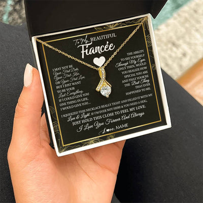 Alluring Beauty Necklace 18K Yellow Gold Finish | 2 | Personalized To My Beautiful Fiancee Necklace I May Not Be Your First Day Future Wife Valentines Day Birthday Christmas Customized Gift Box Message Card | teecentury