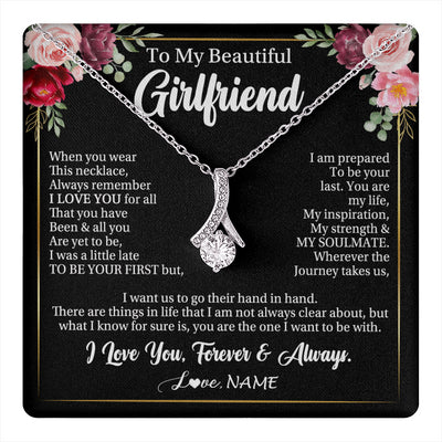 Alluring Beauty Necklace 14K White Gold Finish | 1 | Personalized To My Beautiful Girlfriend Gifts Necklace From Boyfriend When You Wear This Necklace Girlfriend Birthday Christmas Anniversary With Message Card | teecentury