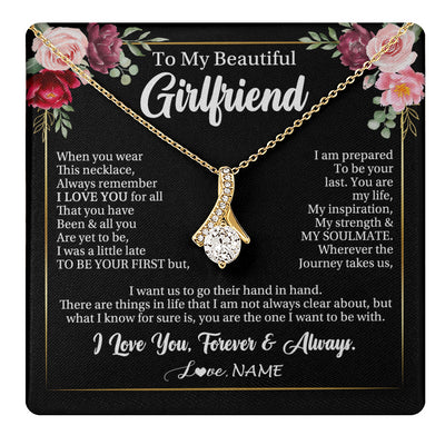 Alluring Beauty Necklace 18K Yellow Gold Finish | 1 | Personalized To My Beautiful Girlfriend Gifts Necklace From Boyfriend When You Wear This Necklace Girlfriend Birthday Christmas Anniversary With Message Card | teecentury