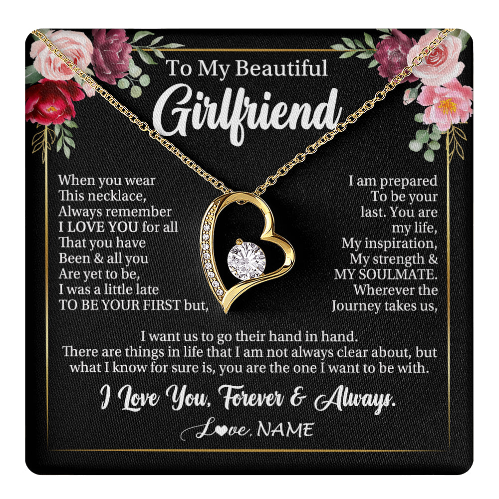 Forever Love Necklace 18K Yellow Gold Finish | 1 | Personalized To My Beautiful Girlfriend Gifts Necklace From Boyfriend When You Wear This Necklace Girlfriend Birthday Christmas Anniversary With Message Card | teecentury