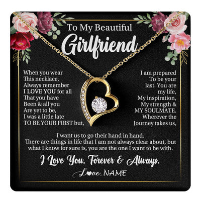 Forever Love Necklace 18K Yellow Gold Finish | 1 | Personalized To My Beautiful Girlfriend Gifts Necklace From Boyfriend When You Wear This Necklace Girlfriend Birthday Christmas Anniversary With Message Card | teecentury