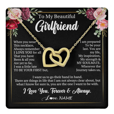 Interlocking Hearts Necklace 18K Yellow Gold Finish | 1 | Personalized To My Beautiful Girlfriend Gifts Necklace From Boyfriend When You Wear This Necklace Girlfriend Birthday Christmas Anniversary With Message Card | teecentury