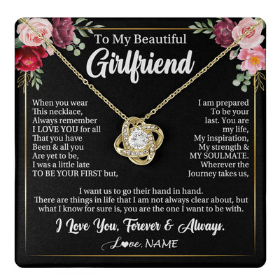 Love Knot Necklace 18K Yellow Gold Finish | 1 | Personalized To My Beautiful Girlfriend Gifts Necklace From Boyfriend When You Wear This Necklace Girlfriend Birthday Christmas Anniversary With Message Card | teecentury